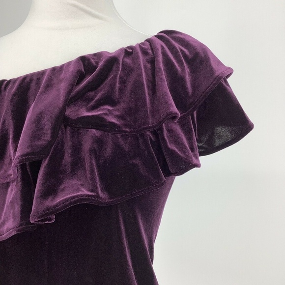 MISA LOS ANGELES Agus One-Shoulder Velvet Top Plum - Picture 3 of 8